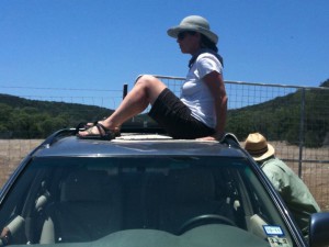 Heather on her car